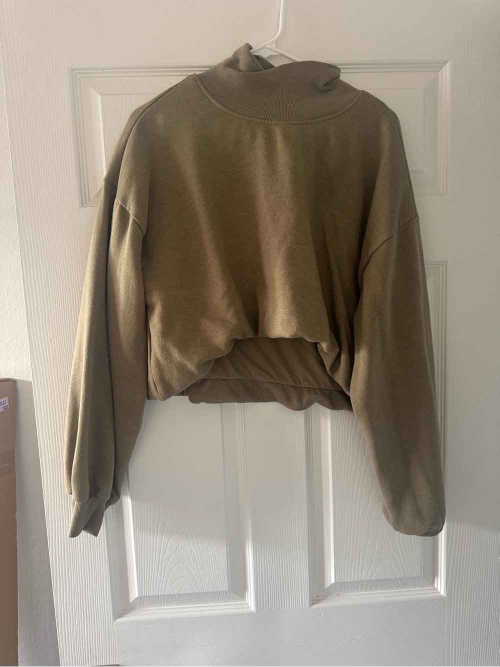 Anthropologie Pilcro Women's Cropped Mock Neck Sweatshirt - Olive Green